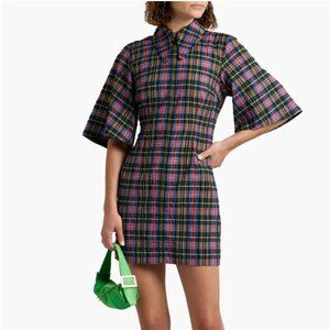 Ganni Seersucker Check Shirt Mini Dress size Small/Medium